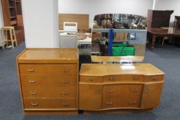 A mid 20th century Golden Key four drawer chest with matching dressing chest