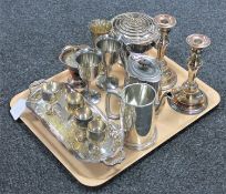 A tray of 20th century plated wares : goblets,