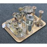 A tray of 20th century plated wares : goblets,