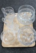 A tray of cut crystal bowls,