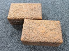 A pair of Indian carved hardwood trinket boxes