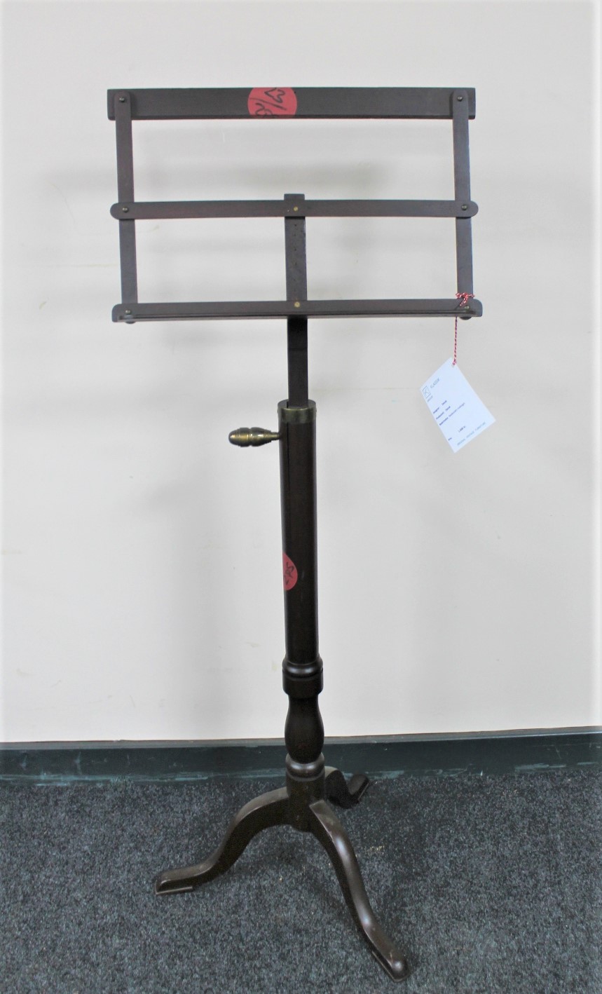 A mahogany adjustable music stand