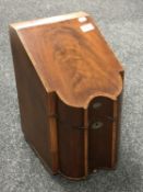 A George III inlaid mahogany knife box with fitted interior CONDITION REPORT: