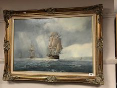 David G Bell : 'The Superb' Entering Spithead, Isle of Wight, 1806, oil on canvas, 75 cm x 50 cm,