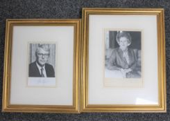 Two monochrome signed photographs - John Major and Margaret Thatcher