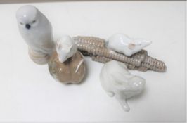 Four items of Danish porcelain, animal figures,