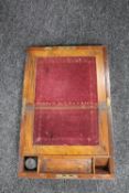 A Victorian brass mounted walnut writing box