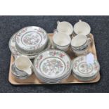 A tray of thirty-four pieces of Indian Tree pattern tea china