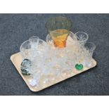 A tray of lead crystal and pressed glass,