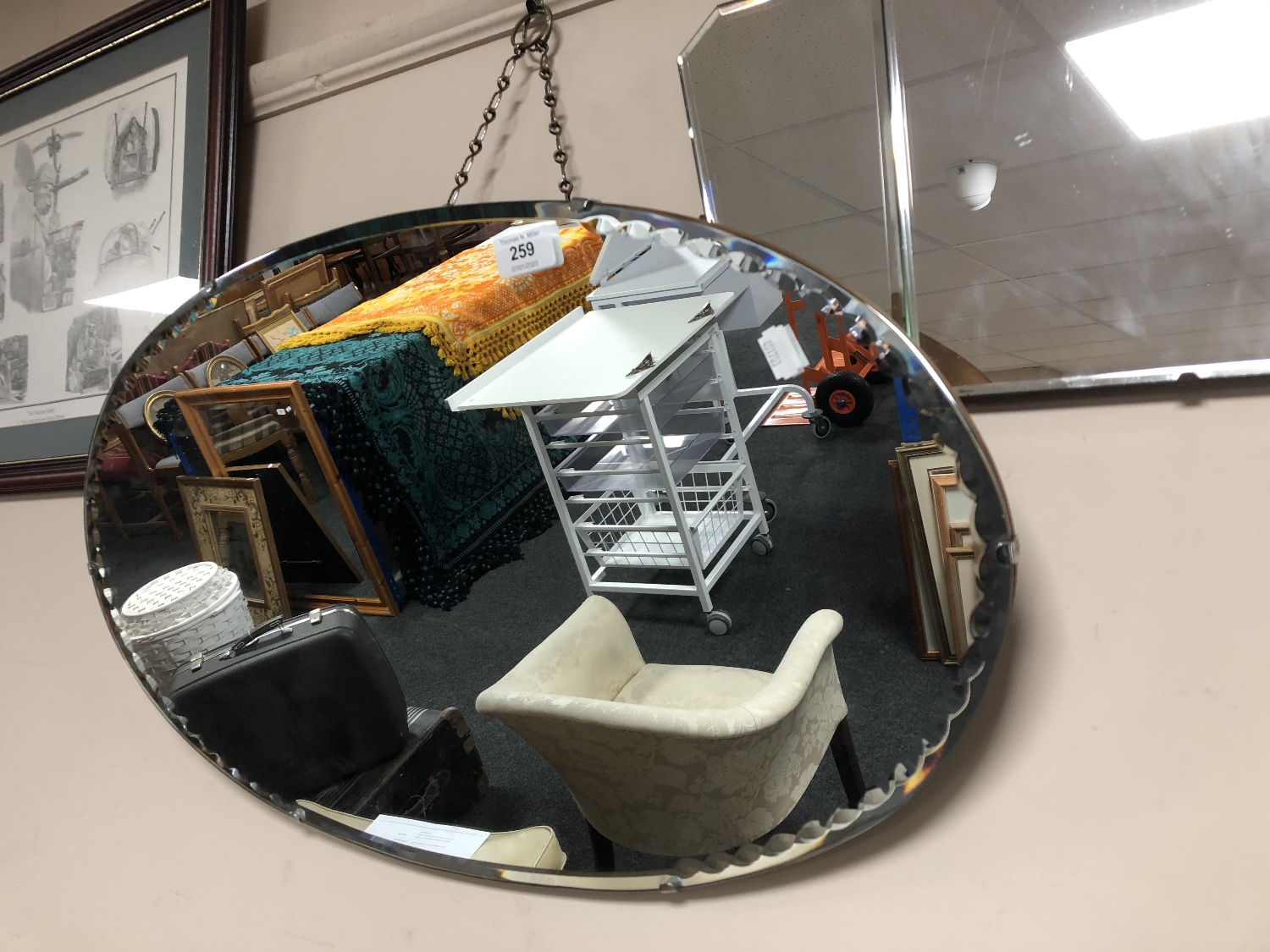 Two frameless Art Deco bevelled mirrors - Image 2 of 6