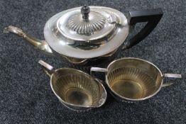 A three piece silver plated tea service