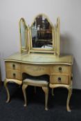 A 20th century five piece Queen Anne style bedroom suite comprising of dressing table with triple