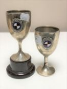 Two silver Thames Amateur Rowing Society trophy cups