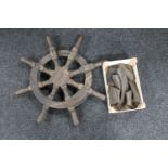 A wooden ships wheel (a/f)