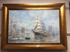 John Clymer : Sailing ship's at San Francisco, oil on canvas,