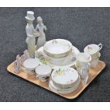 A tray of twenty-one pieces of Clementine tea and dinner ware, pair of Colclough teacups,