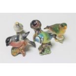 Five Beswick bird figures : Goldfinch, Gold Crest,