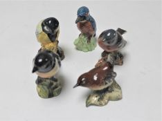 Five Beswick bird figures : Hummingbird, Stonechat,