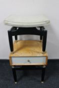 A mid century G-Plan dressing table stool and bedside stand fitted with a drawer