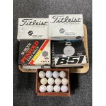 A tray of fourteen vintage boxed sets of golf balls - Top Flight, Dunlop,