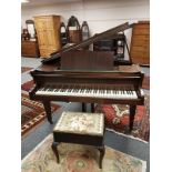 A mahogany cased baby grand piano by George A Williams & Son, Darlington & Middlesbrough,