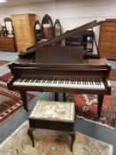 A mahogany cased baby grand piano by George A Williams & Son, Darlington & Middlesbrough,