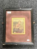 An antiquarian framed print of a farm worker