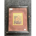 An antiquarian framed print of a farm worker