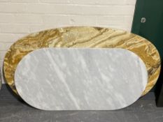 Two oval pieces of marble CONDITION REPORT: Larger piece with a small chip to one