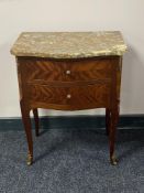 A French marble topped two drawer chest