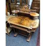 A 19th century continental inlaid walnut writing desk