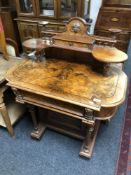 A 19th century continental inlaid walnut writing desk