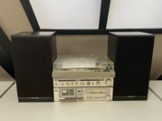 Three Hitachi hi/fi separates - stereo turntable, receiver and tape deck,