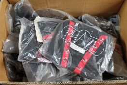 A box of Phaze V-i stripe vests