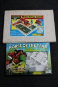 A Palitoy Horse of the Year showing jumping board game and a vintage Britons model riding school in
