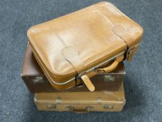 Three 20th century luggage cases