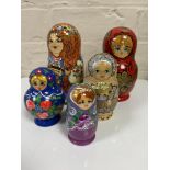 Five painted Russian Babushka dolls