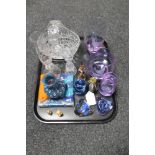 A tray of glass ware - Caithness vases, art glass vase,