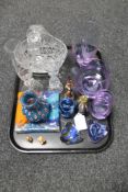 A tray of glass ware - Caithness vases, art glass vase,