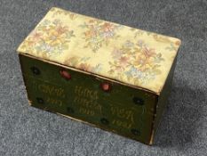 An antique continental hand painted pine storage box