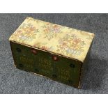 An antique continental hand painted pine storage box