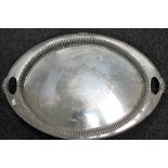 An early 20th century Walker & Hall twin handled silver plated serving tray