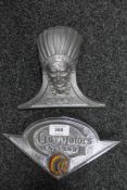 A 20th century Guy Motors car plaque and a Guy Indian car mascot