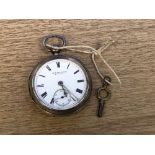 A silver open face key wound pocket watch signed Pain Brothers,