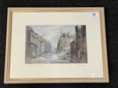 Keith Proctor : Grainger Street, Newcastle upon Tyne, pastel drawing, signed in pencil, dated 1990,