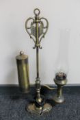 An antique brass desk oil lamp (converted)