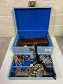 A jewellery box of silver and costume jewellery, wristwatches,