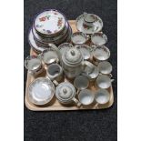 A tray of part Victorian tea service and a continental coffee service