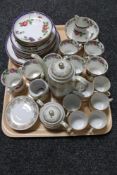 A tray of part Victorian tea service and a continental coffee service