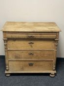 An antique pine four drawer chest (a/f)